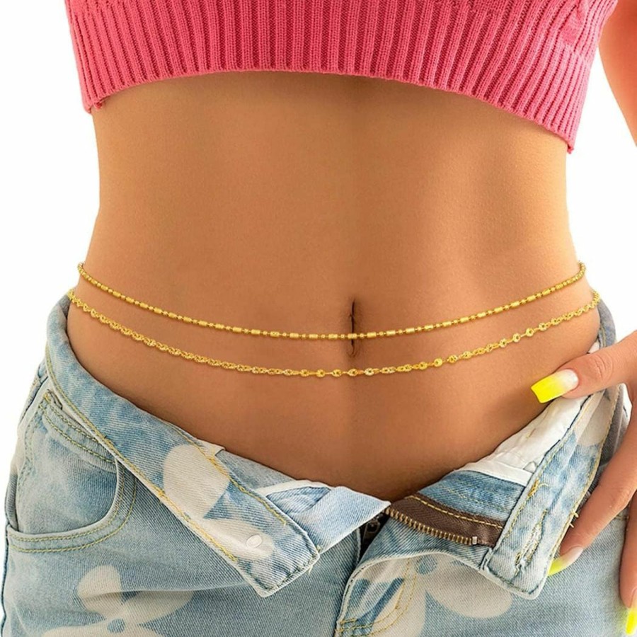 Body Chains | Wriidy Wriidy Layered Body Chain Gold Waist Chain Women Bikini Belly Bracele Stomach Chains Beach Jewelry Accessory For Girls