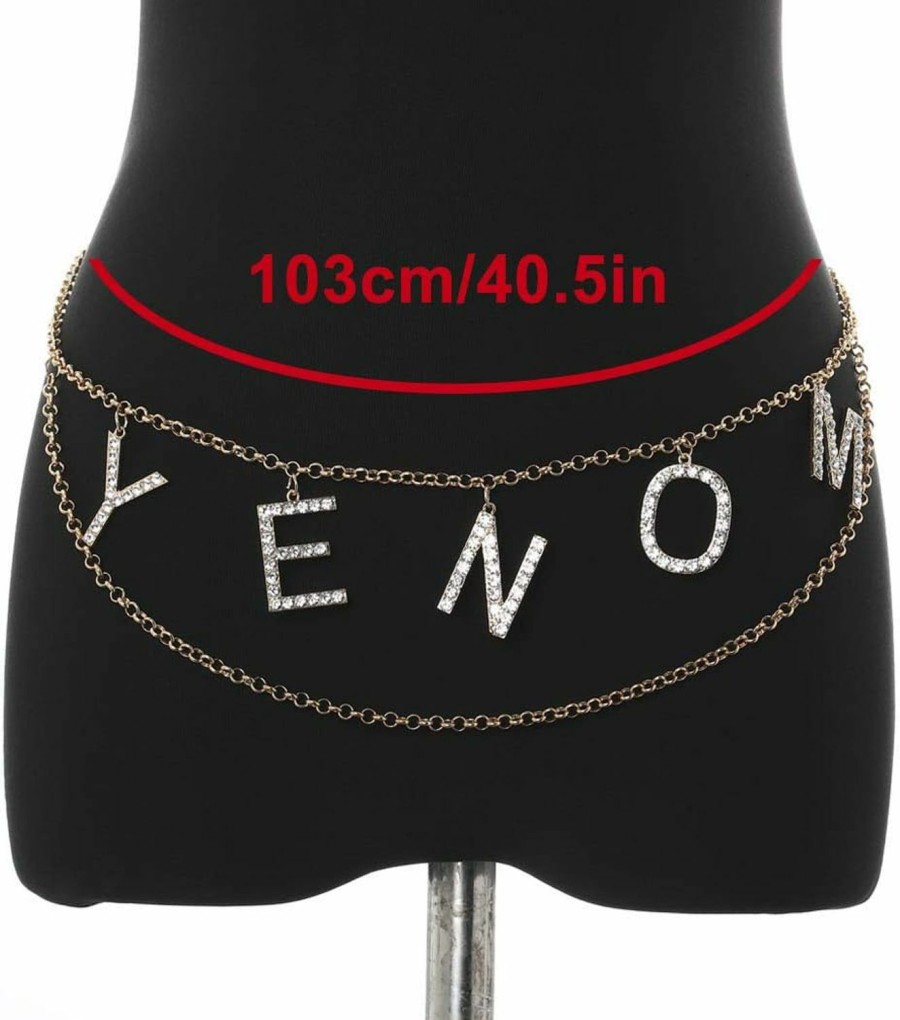 Body Chains | Masiter Masiter Rhinestone Waist Chain Belt Crystal Letter Money Belly Body Chain Party Body Jewelry Accessories For Women And Girls