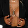 Body Chains | Cusmyre Silver Rhinestone Chest Bracket Bra Chain Body Jewelry Bikini Crystal Body Chain Rhinestone Bra Underwear Chain Sexy Lingerie Chest Chain For Women(Chest Bracket Chain)