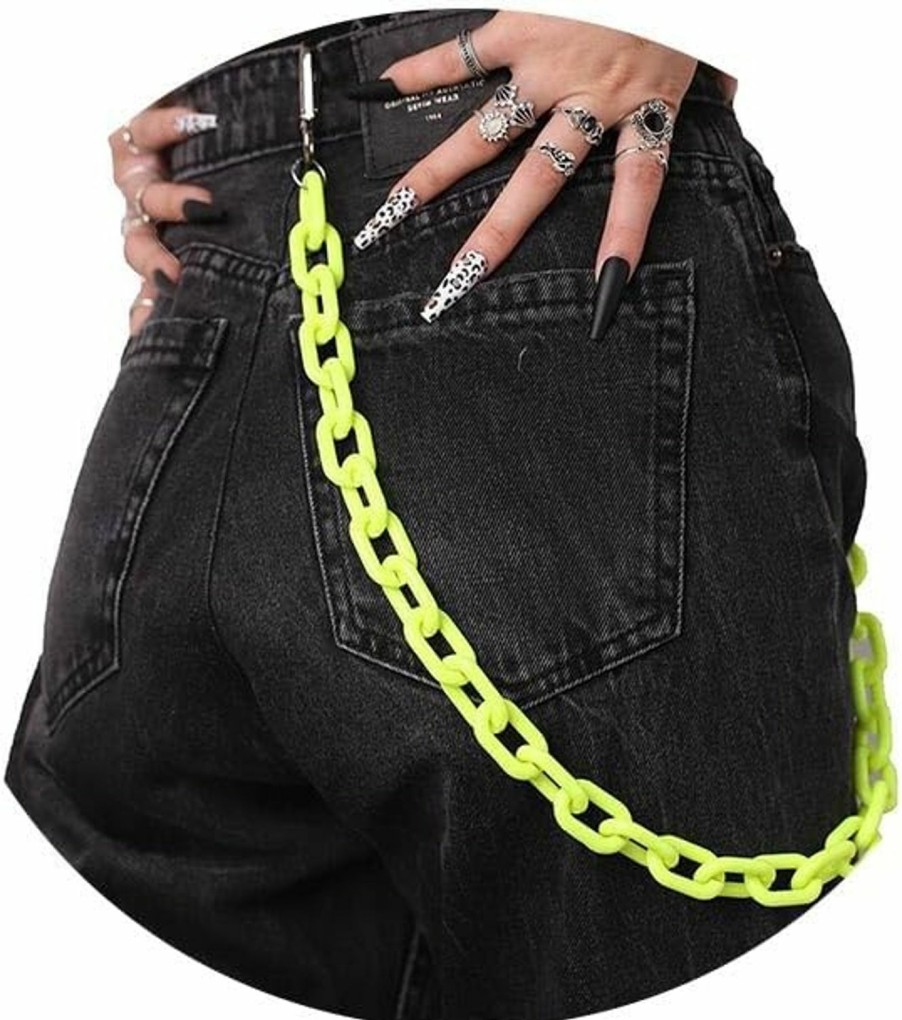 Body Chains | Auwoyss Auwoyss Hip Hop Jeans Pants Chain Punk Goth Acrylic Wallet Chain Thick Pocket Keychains Body Accessory For Women And Girls