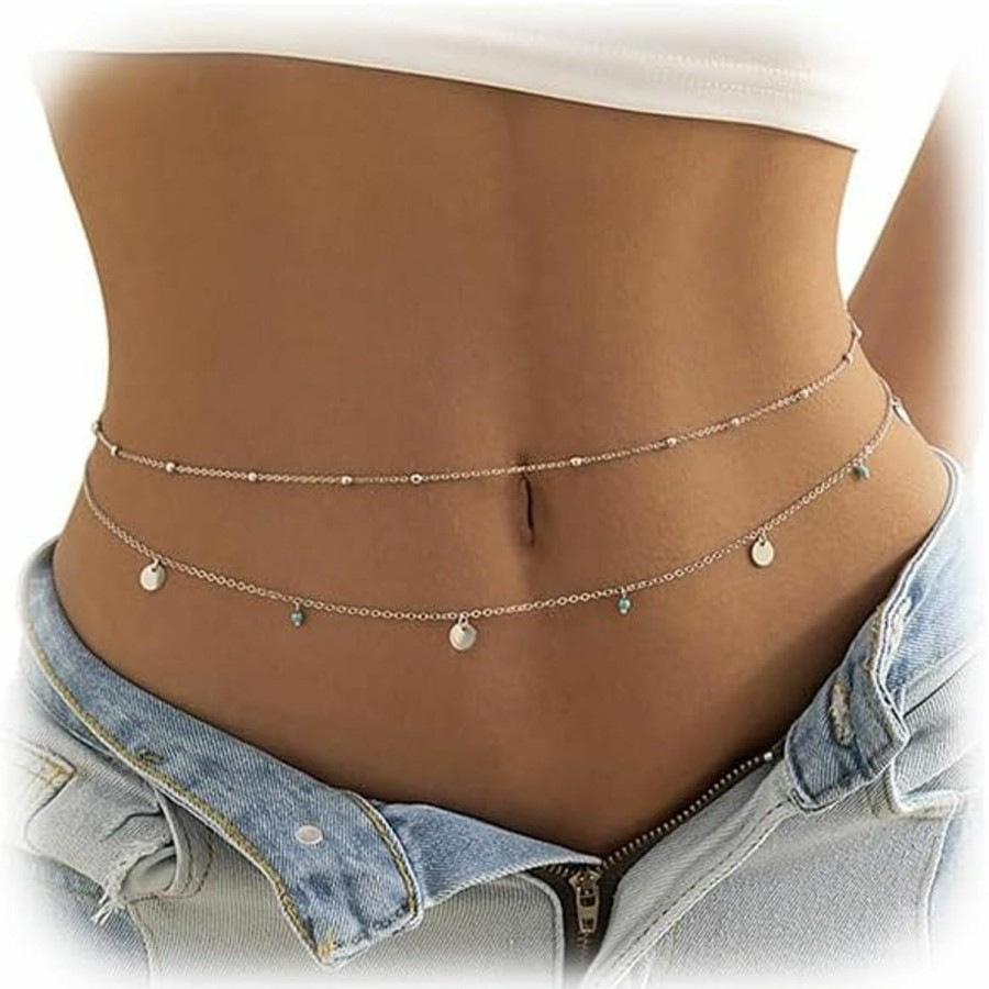 Body Chains | Cusmyre Summer Beaded Waist Chain Metal Bikini Mulit-Layere Waist Belly Chain Jewelry Sexy Beach Beads Body Chain Pearl Simple Waist Chain For Women Girls