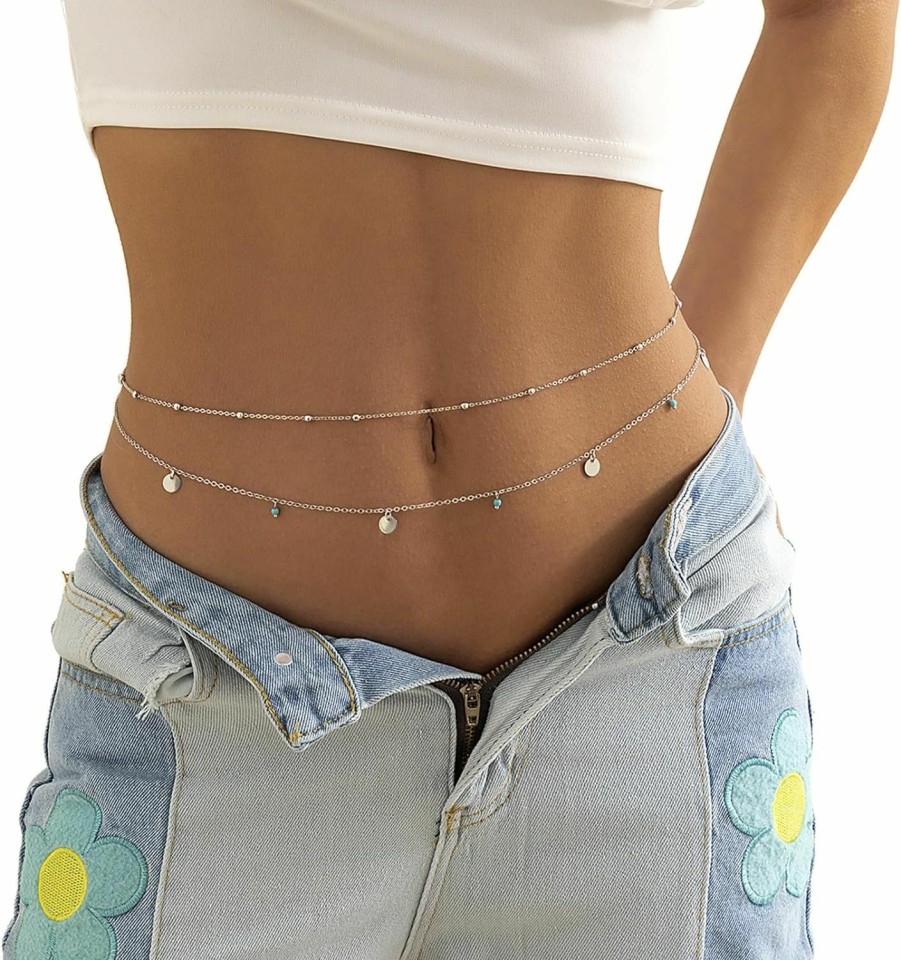 Body Chains | Cusmyre Summer Beaded Waist Chain Metal Bikini Mulit-Layere Waist Belly Chain Jewelry Sexy Beach Beads Body Chain Pearl Simple Waist Chain For Women Girls