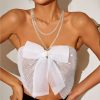 Body Chains | Wriidy Wriidy Rhinestone Bra Bikini Sparkly Beach Top Mesh Fishnet Pearl Underwear Body Chain Accessories Nightclub Jewelry For Women And Girls (White)