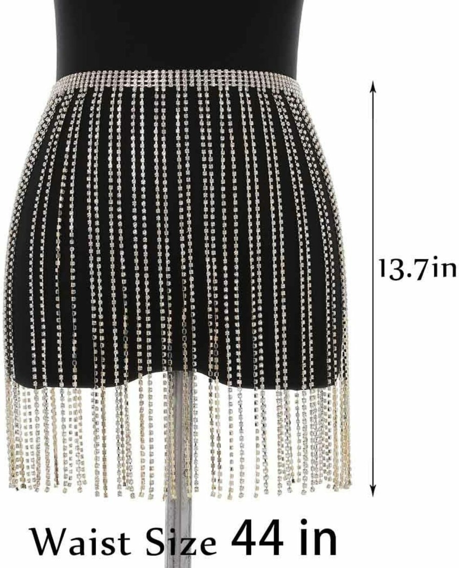 Body Chains | Yokawe Yokawe Crystal Tassel Body Chains Belly Dance Skirts Sexy Rhinestones Rave Party Nightclub Hip Waist Chain For Women