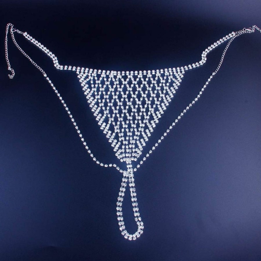 Body Chains | Althrorry Bridal Rhinestone Thong Panties, Crystal Belly Waist Body Chain Jewelry Cute Sexy Bikini Rhinestone Underwear