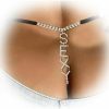 Body Chains | Riymusry Rhinestone Sexy Letters Thong Waist Body Chain Crystal Underpants Belly Waist Chain Crystal Thong G String Body Jewelry For Women (Gold)