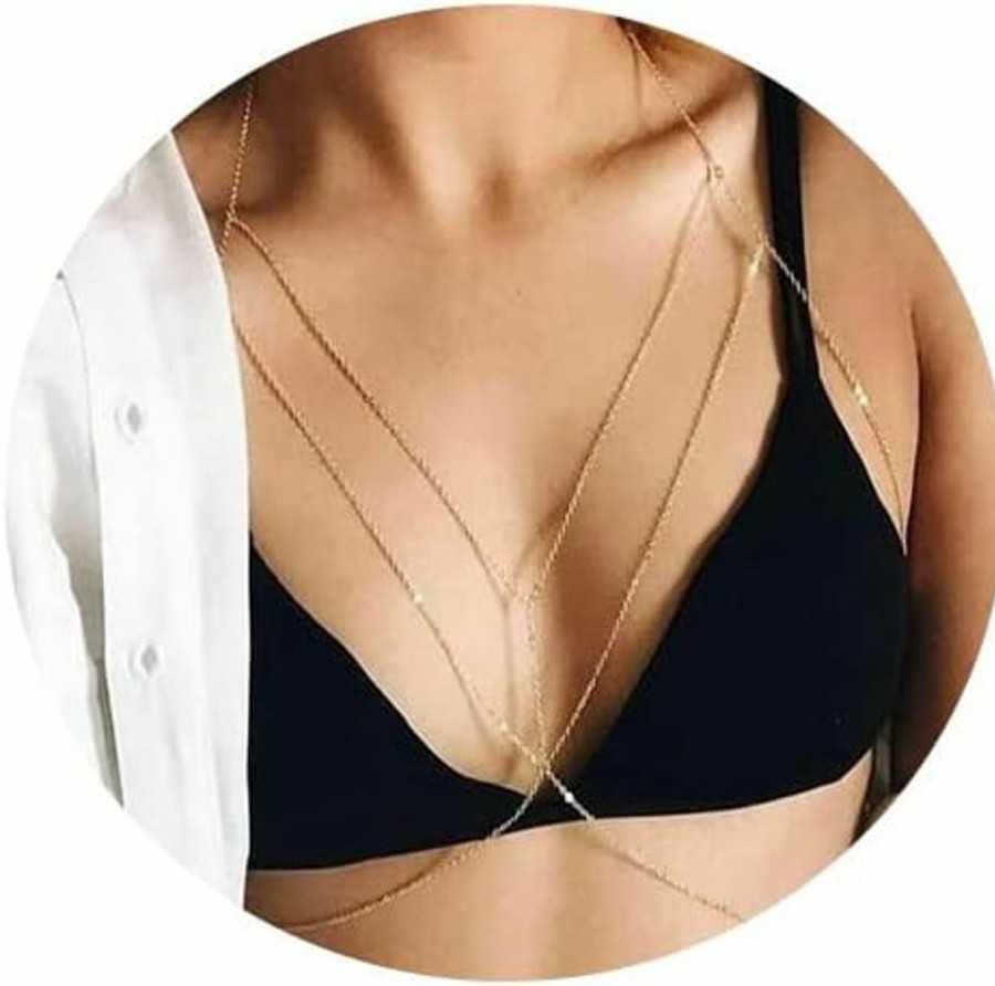 Body Chains | Tgirls Tgirls Layered Bikini Belly Chain Gold Body Chain Bra Body Chains Beach Body Jewelry For Women And Girls