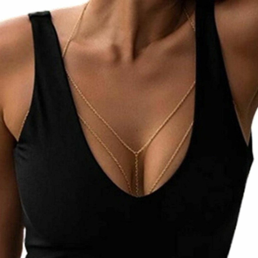 Body Chains | Tgirls Tgirls Layered Bikini Belly Chain Gold Body Chain Bra Body Chains Beach Body Jewelry For Women And Girls