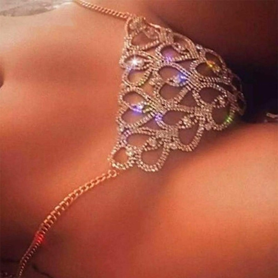 Body Chains | Aimimier Aimimier Rhinestone Panties Thong Summer Beach Bikini Body Chain Crystal Underwear Belly Waist Chain For Women And Girls