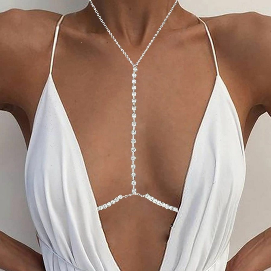 Body Chains | Blindery Blindery Rhinestone Chest Bracket Sexy Body Chains Rinestone Bra Crystal Body Jewelry Nightclub Party For Women And Girls (G)