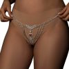 Body Chains | Riymusry Rhinestone Belly Waist Chain Jewelry Crystal Thong Panties Luxury Rhinestone Underwear G-String Body Chain For Women Nightclub Party (Red Rhinstone Thong)