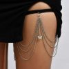 Body Chains | Jumwrit Jumwrit Boho Butterfly Thigh Chain Elastic Layered Leg Chain Gold Silver Tassel Thigh Chain Rave Body Chain Accessories For Women Girls (Gold 2)