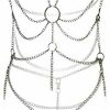 Body Chains | Aokin Women'S Lingerie Chain Set Cross Enticing Tassel Body Link Harness Metal Chain Set Metallic