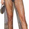 Body Chains | Lorealri Lorealri Mesh Fishnet Pants Black Rhinestone Leggings Sparkly Crystal Cover Up Hollow Out See Through Bottoms Bikini,47.2In/120Cm