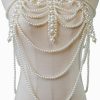 Body Chains | Sinkcangwu Sinkcangwu Pearl Shoulder Necklaces Bra Chain Body Jewelry Collar Statement Necklace For Wedding, Party, Christmas Holiday, Halloween Costume (Crochet)