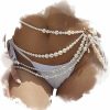 Body Chains | Formery Formery Pearls Body Chains For Women Multilayered Tassel Waist Chest Chain Nightclub Festival Beach Bikini Jewelry Accessories