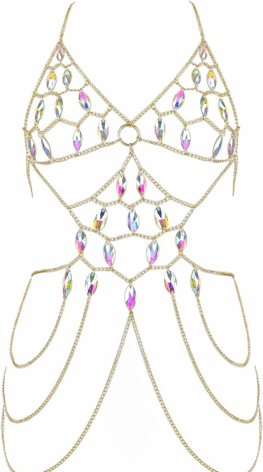 Body Chains | BELLALULU Bellalulu Rhinestone Body Chain Jewelry For Women - Metal Boho Backless Bikini Shoulder Chain Bra Layered Summer Beach Body Jewelry Accessories For Girls