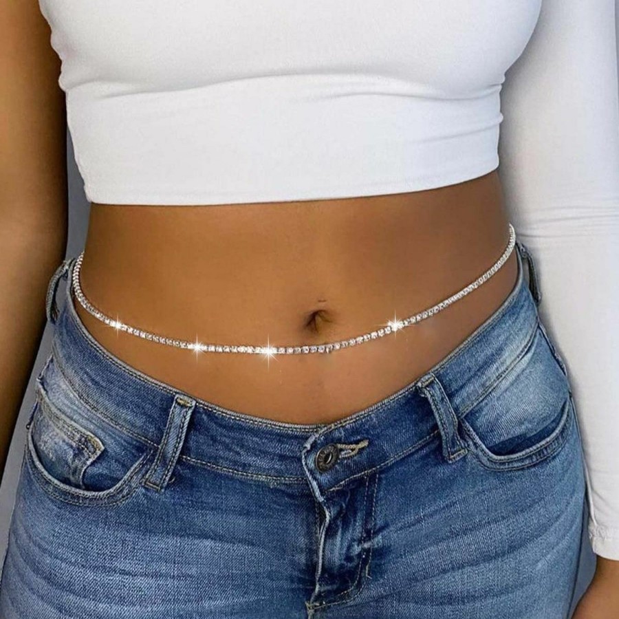 Body Chains | Clataly Clataly Crystal Waist Chain Belly Body Chains Jewelry Chain Nightclub Waist Accessories For Women And Girls