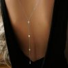 Body Chains | JEWEKY Jeweky Rhinestones Body Chain Sparkly Crystal Back Necklace Wedding Silver Body Jewelry For Women And Girls