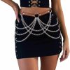 Body Chains | COSYDAYS Cosydays Punk Waist Chain Belt Crossover Leather Body Chains Harness Ring Goth Belly Chain Layered Adjustable Party Rave Outfits Body Chain Jewelry For Women And Girls