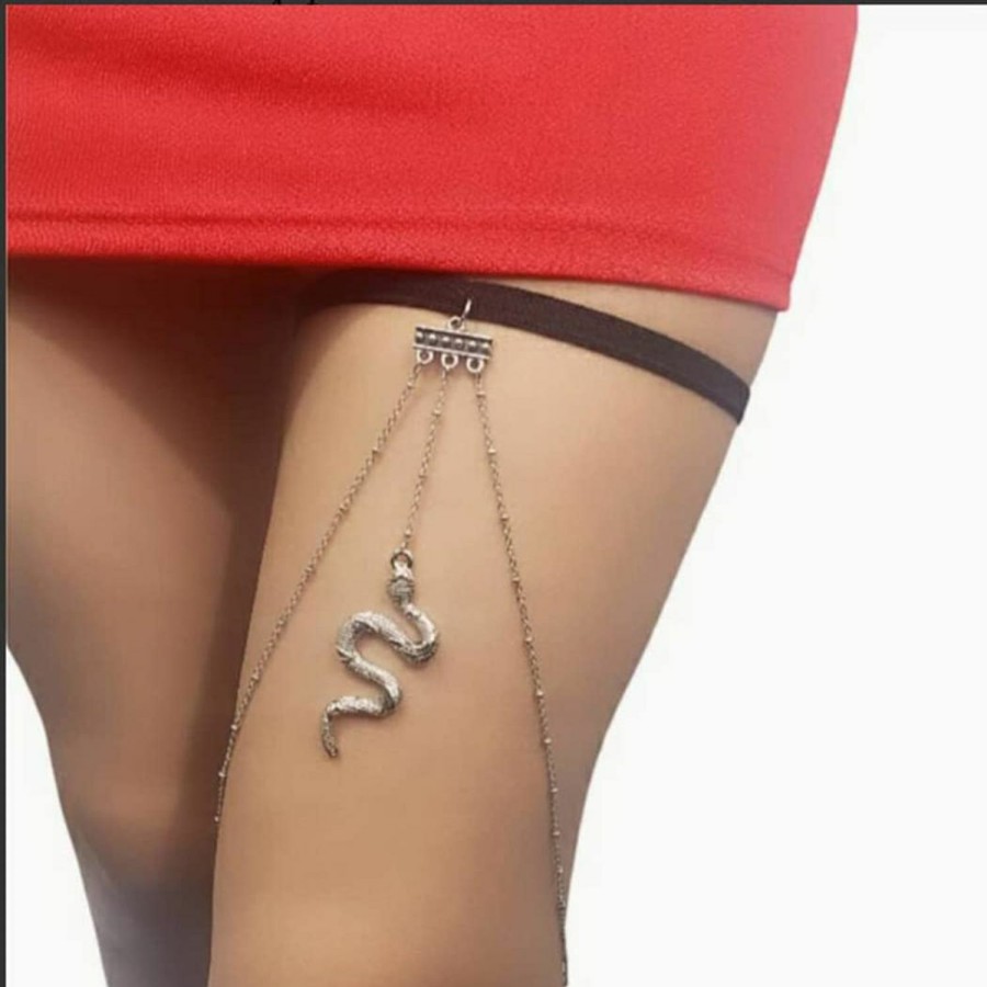 Body Chains | Blindery Blindery Snake Thigh Chain Jewelry Silver Leg Chain Sexy Leg Jewelry Beads Party Rave For Women And Girls