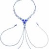 Body Chains | Riymusry Rhinestone Bra Body Chain Jewelry Crystal Body Chain Necklace Luxury Rhinestone Non Piercing Nipple Body Chain Bra For Women Nightclub Party (Blue Bra Chain)