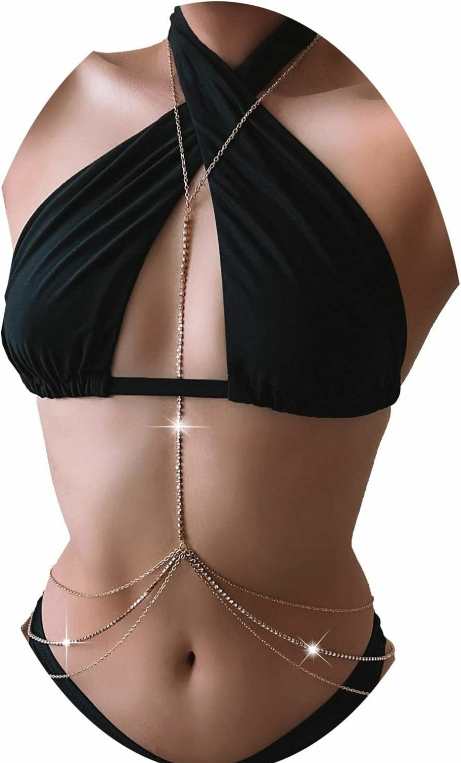 Body Chains | FNQUFUJ Rhinestone Body Chains Jewelry For Women And Girls Sexy Belly Waist Chain Bikini Beach Accessories