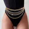 Body Chains | COSYDAYS Cosydays Rhinestone Waist Chain Gold Metal Belt Layered Body Chain Crystal Belly Chain Party Sexy Body Jewelry For Women And Girls