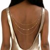 Body Chains | Rotaiboes Elegant Multi Layered Rhinestone Back Chain Jewelry Crystal Bridal Back Necklace Chain Sexy Bikini Rhinestone Shoulder Chain Wedding Backdrop Jewelry For Women