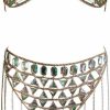 Body Chains | YWCUTE Sexy Body Chain Jewelry Layered Tassel Strap Acrylic Bra Abdominal Waist Chain Set Beach Glow With Halloween Party Jewelry Set (Silvery-6874) (Golden-6874)