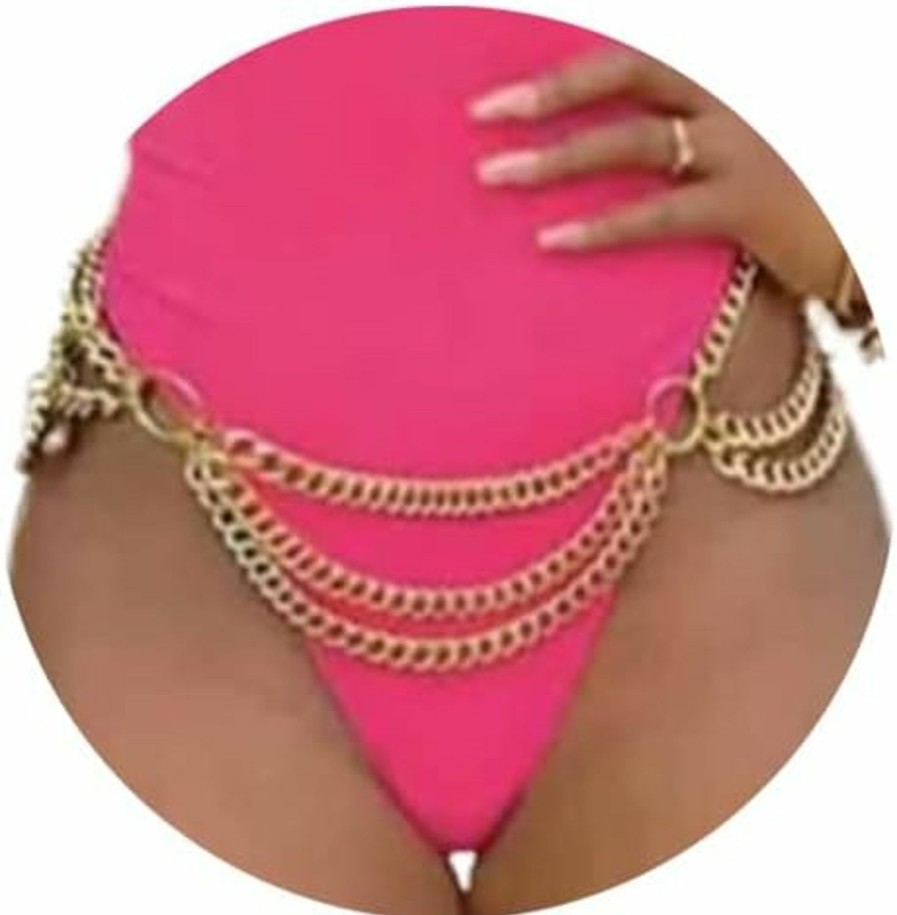 Body Chains | BODIY Bodiy Layered Belly Waist Chain Belt Gold Cuban Body Chains Bikini Rave Party Body Jewelry For Women And Girls