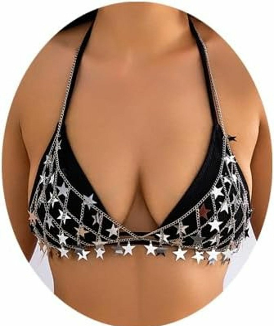 Body Chains | Bmirth Bmirth Star Body Chain Sexy Bikini Chains Silver Sequins Body Jewelry Bra Chain Beach Accessories For Women And Girls