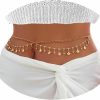 Body Chains | INLOLLY Sexy Wavy Tassel Belly Chain With Rhinestone 27-37 Inch For Women Girls 18K Gold Plated Waist Chain Adjustable Summer Beach Bikini Body Chains Stomach Jewelry Butterfly Shell Star