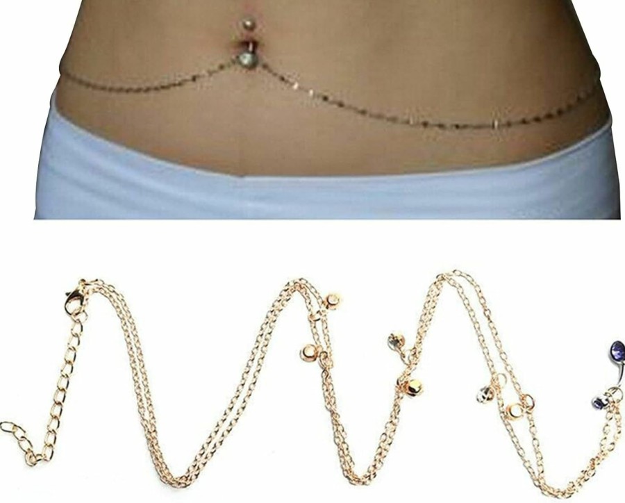 Body Chains | Courmoek Sexy Rhinestone Dangle Belly Button Chain Navel Piercing Belly Ring Body Jewelry Summer Beach Crystal Waist Chain Bikini Belly Body Chain For Women