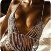 Body Chains | Metisee Metisee Rhinestone Body Chain Crystal Bra Chain Layered Tassels Chain Top Rave Bikini Chain Body Jewelry For Women And Girls