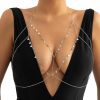 Body Chains | Courmoek Simple Bra Body Chain Pearl Long Chain Necklace Sexy Crossover Harness Beaded Chest Chain Summer Bikini Waist Chain Dainty Belly Chain For Women