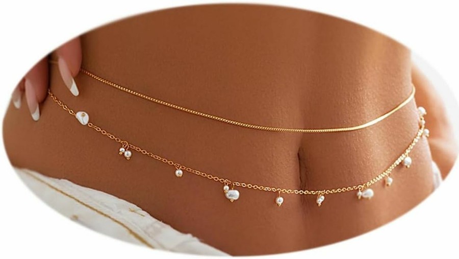 Body Chains | MODRSA Modrsa Belly Chain Waist Chain For Women Gold Waist Jewelry For Women Waist Jewelry Gold Belly Chain Pearl Waist Chain Stomach Chain Jewelry Body Chain Jewelry