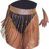 Body Chains | Zeelina Zeelina Rhinestones Belly Dance Skirt Gold Tassel Crystal Body Chain Bikini Summer Beach Waist Chain Sparkly Body Jewelry Accessories For Womens