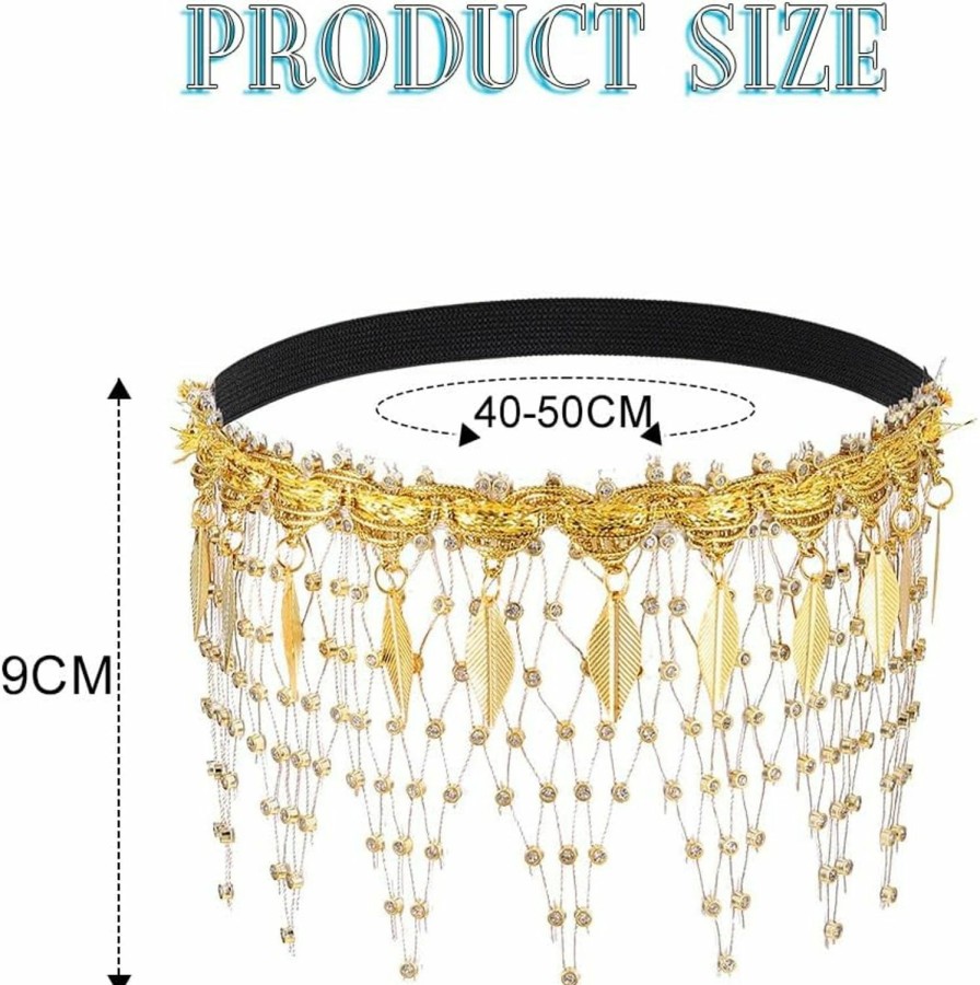 Body Chains | REETAN Reetan Boho Crystal Leg Chains Gold Leaf Tassel Body Chain Mesh Beach Thigh Chain Body Accessories For Women And Girls