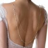 Body Chains | Rotaiboes Rhinestone Double Layered Back Chain Jewelry Rhinestone Bridal Back Necklace Sexy Bikini Crystal Shoulder Chain Wedding Backdrop Jewelry For Women (Silver)