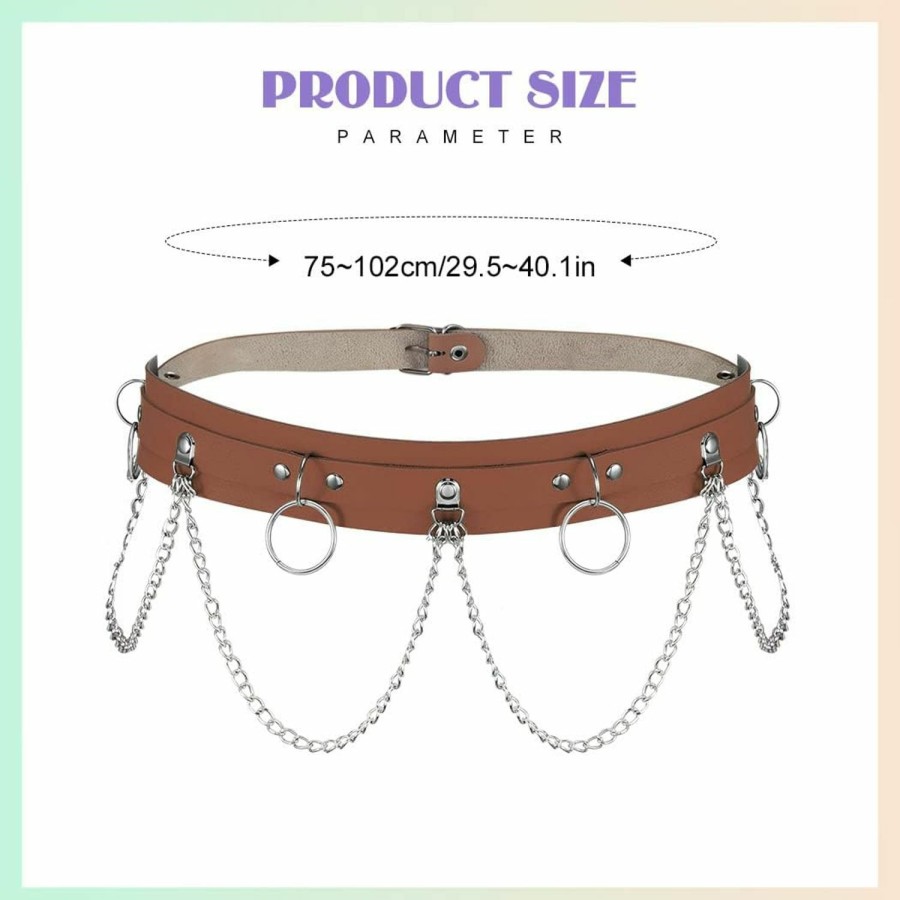 Body Chains | Asooll Asooll Leather Waist Chain Punk Body Chain Belt Harness Belly Belt Chain Fashion Leather Waist Jewelry Bikini Beach Club Party Fashion Body Accessories Jewelry For Women And Girls