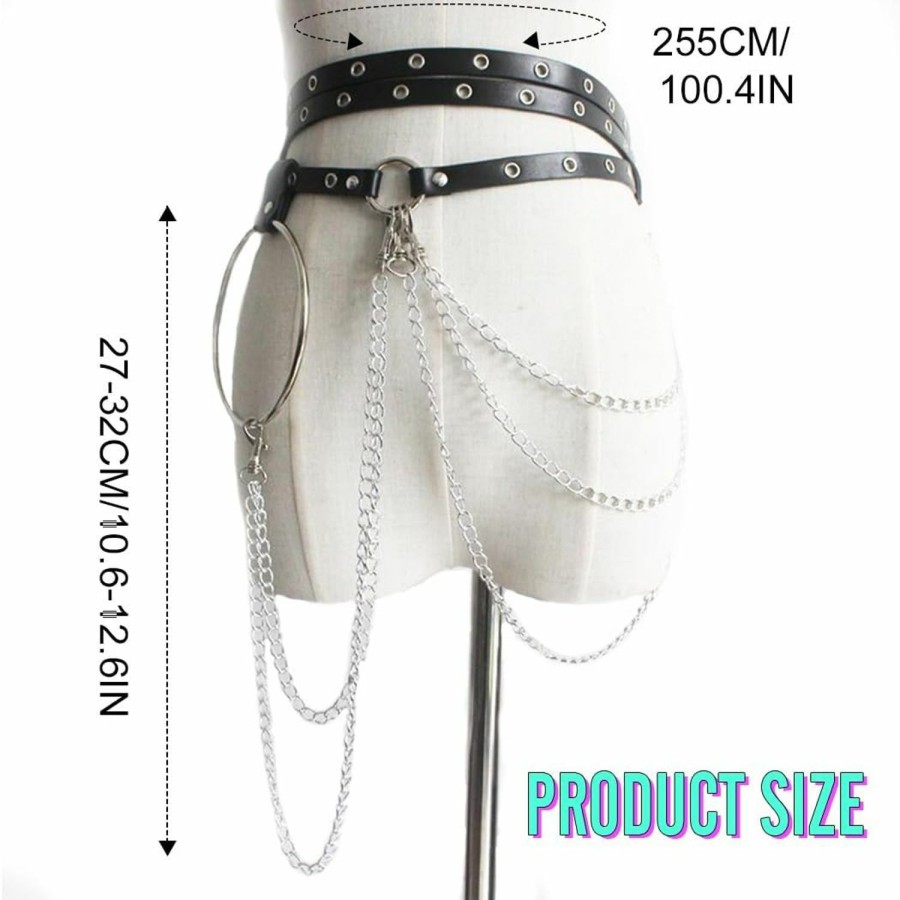 Body Chains | Nicute Nicute Punk Waist Belt Chain Leather Black Belly Chains Layered Goth Body Accessories For Women And Girls