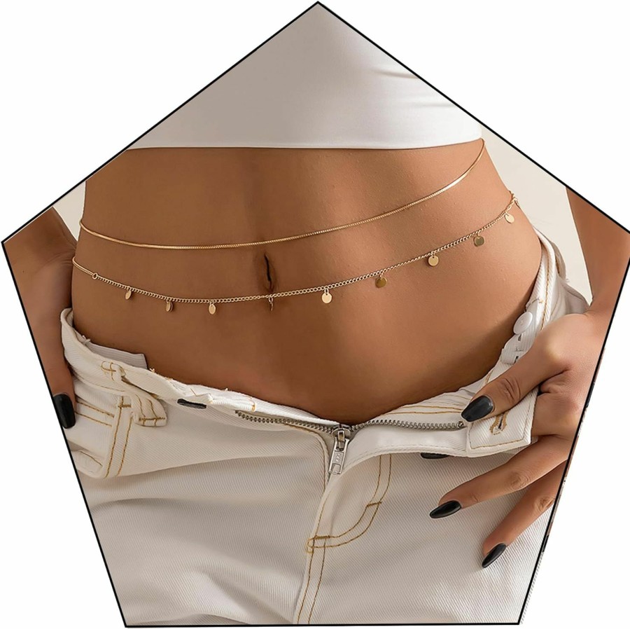 Body Chains | AOEDEJ Aoedej Silver Gold Waist Chain Layered Waist Chains Belly Chains Summer Beach Waist Jewelry Body Chains For Women Girls