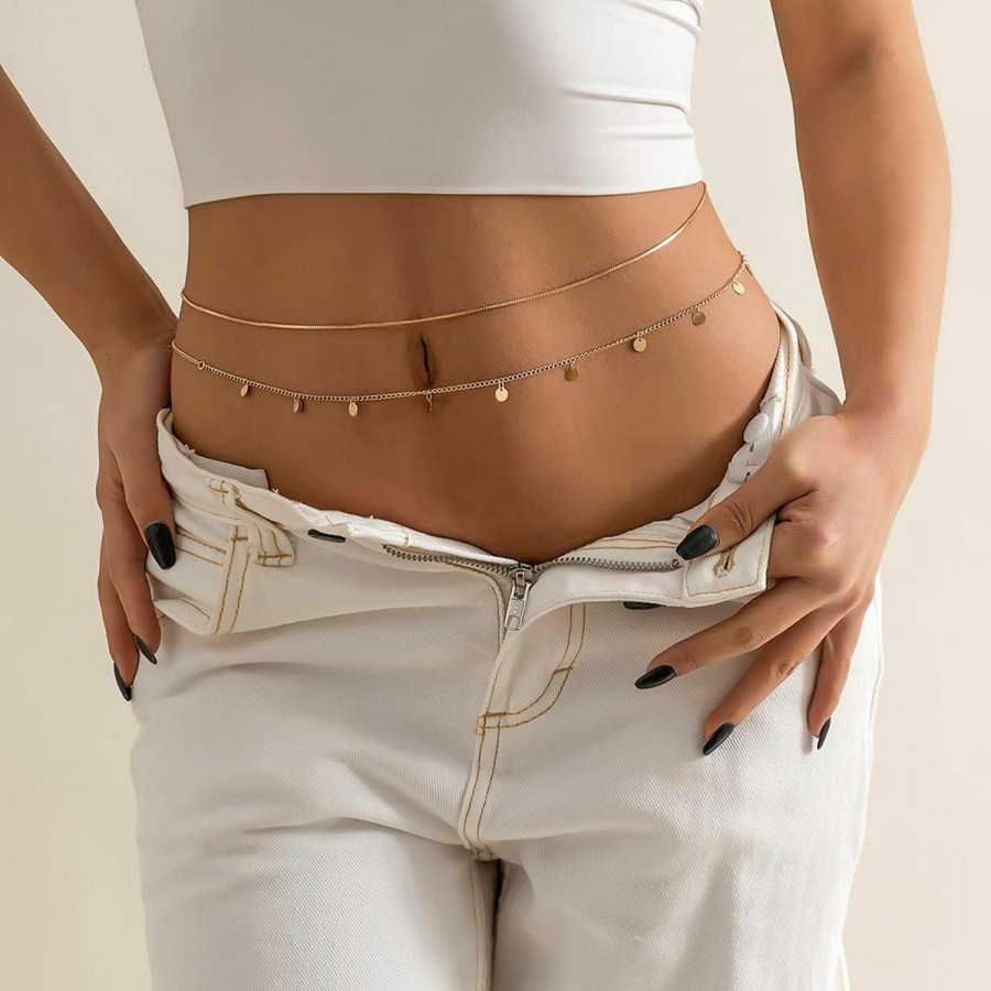 Body Chains | AOEDEJ Aoedej Silver Gold Waist Chain Layered Waist Chains Belly Chains Summer Beach Waist Jewelry Body Chains For Women Girls