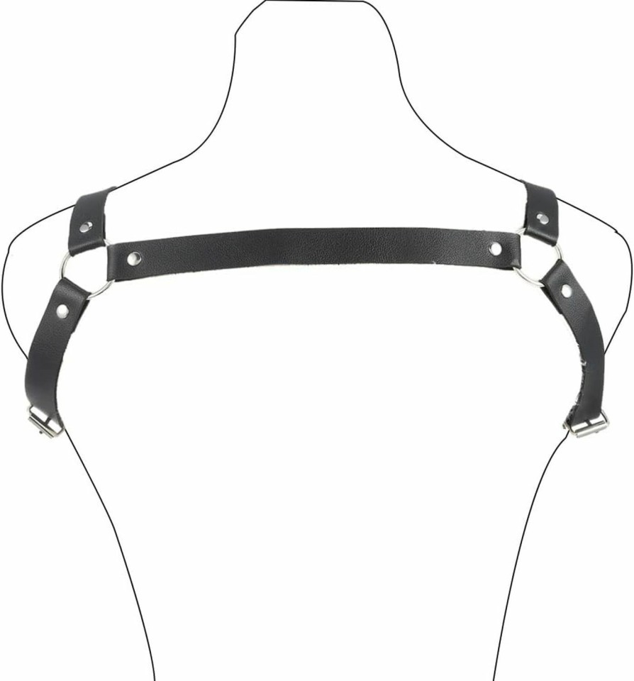 Body Chains | Obmyec Obmyec Punk Leather Body Harness Chain Sexy Black Waist Belt Chain Gothic Chest Chain Nightclub Rave For Women And Girls