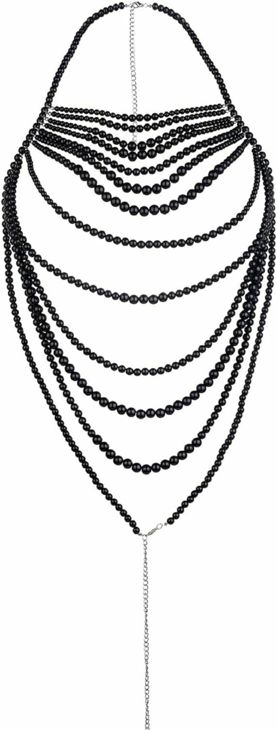 Body Chains | CCbodily Ccbodily Pearl Body Chain Bra - Fashion Shoulder Necklaces Bra Chain Body Jewelry (D-Black)