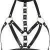 Body Chains | Navoky Navoky Punk Leather Body Chain Metal Pu Leather Choker Chest Belts Adjustable Metal Accessories Rave Outfits Nightclub Party Halloween For Women