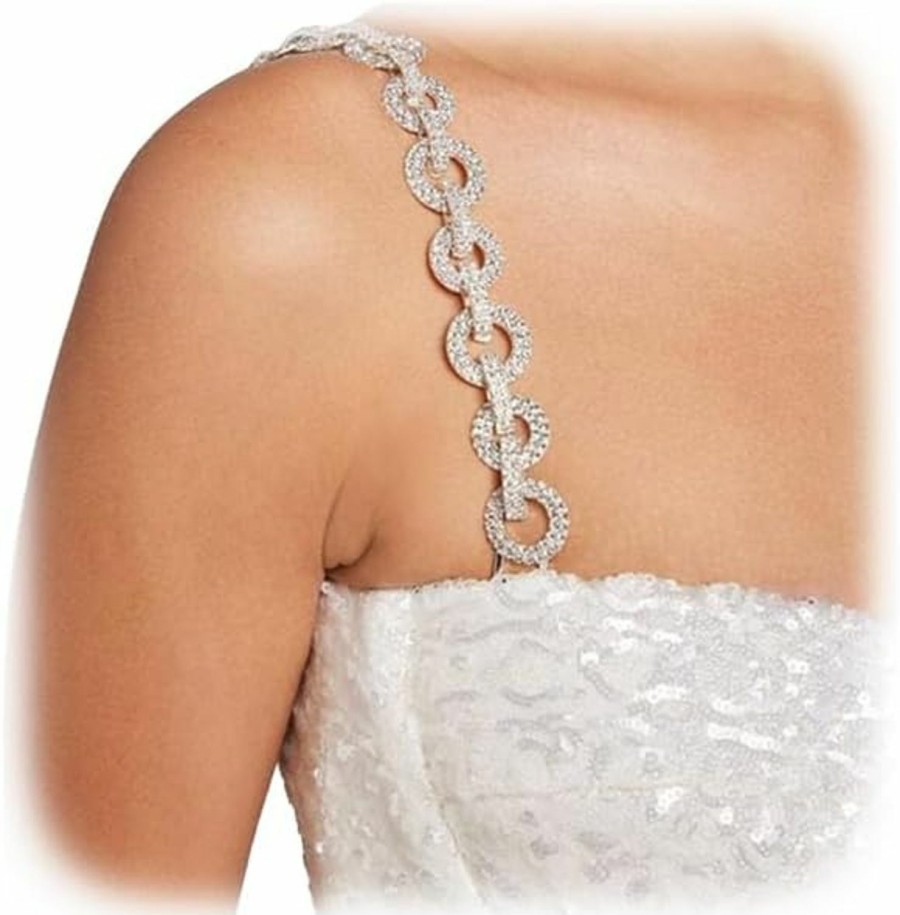 Body Chains | DarBudMay 1Pair Rhinestone Lingerie Shoulder Chain Jewelry Festival Rave Crystal Shoulder Straps Chain Sexy Rhinestone Back Chain Wedding Bridal Bra Straps Chain Body Jewelry For Women