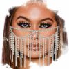 Body Chains | Formery Formery Rhinestone Tassel Masquerade Face Chain For Women, Crystal Fringe Headwear Mask Chains Sparkly Party Jewelry Accessories