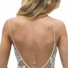 Body Chains | Cusmyre Rhinestone Waterdrop Back Chain Necklace Bridal Wedding Backdrop Chain Crystal Choker Long Body Chain Necklace Rhinestone Waist Belly Chain Jewelry For Women (Back Chain-Silver)